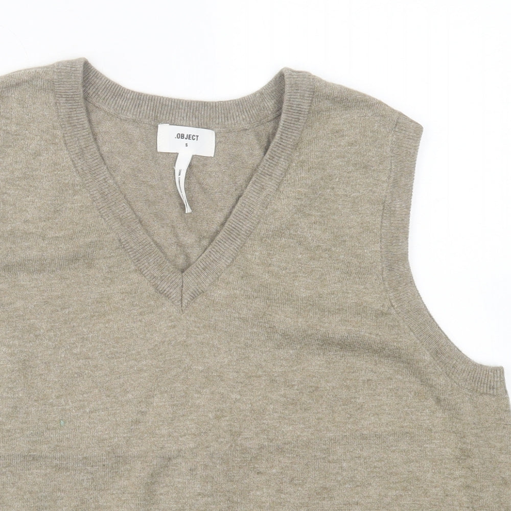 Object Mens Brown V-Neck  Viscose  Jumper Size S