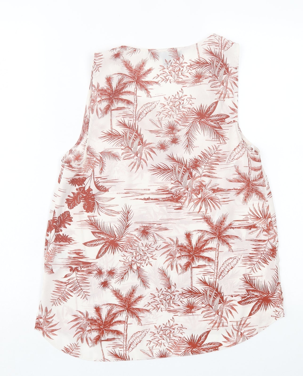 PRIAMRK Womens Brown Geometric Polyester Basic Tank Size 8 V-Neck