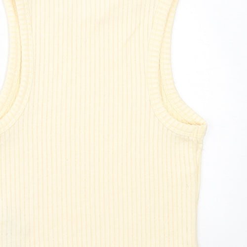 Bershka Womens Yellow  Polyester Cropped Tank Size XS Crew Neck