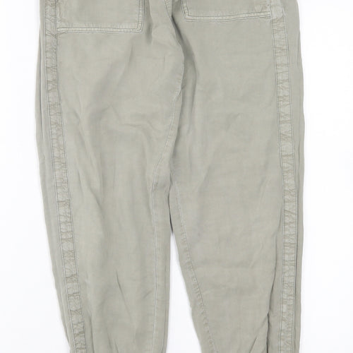 H&M Womens Green  Viscose Trousers  Size 6 L27 in Regular Tie