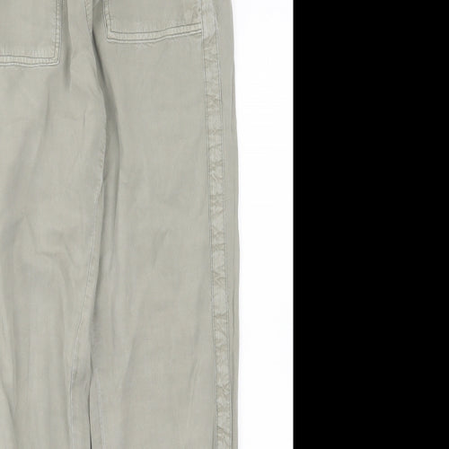 H&M Womens Green  Viscose Trousers  Size 6 L27 in Regular Tie
