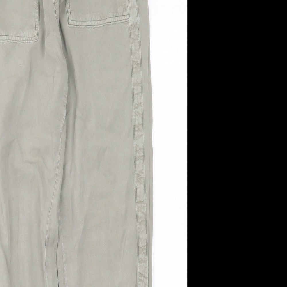 H&M Womens Green  Viscose Trousers  Size 6 L27 in Regular Tie