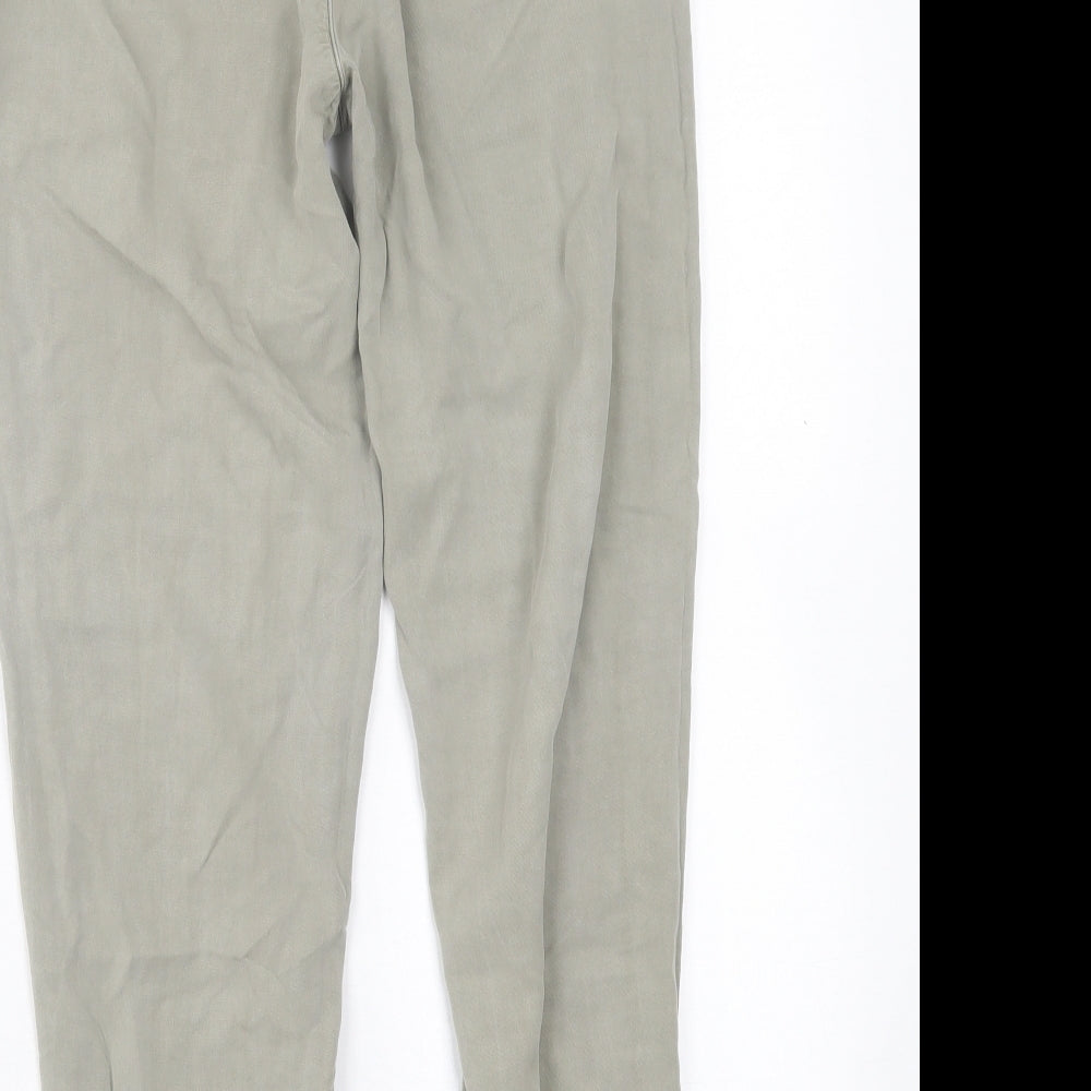 H&M Womens Green  Viscose Trousers  Size 6 L27 in Regular Tie