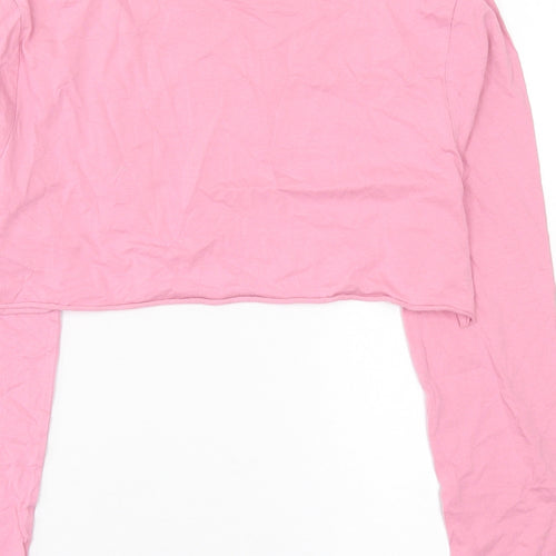 COLLUSION Womens Pink  Cotton Cropped T-Shirt Size 6 Crew Neck