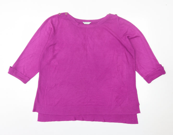 BHS Womens Purple Crew Neck Acrylic Pullover Jumper Size 12