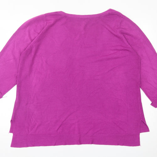 BHS Womens Purple Crew Neck  Acrylic Pullover Jumper Size 12