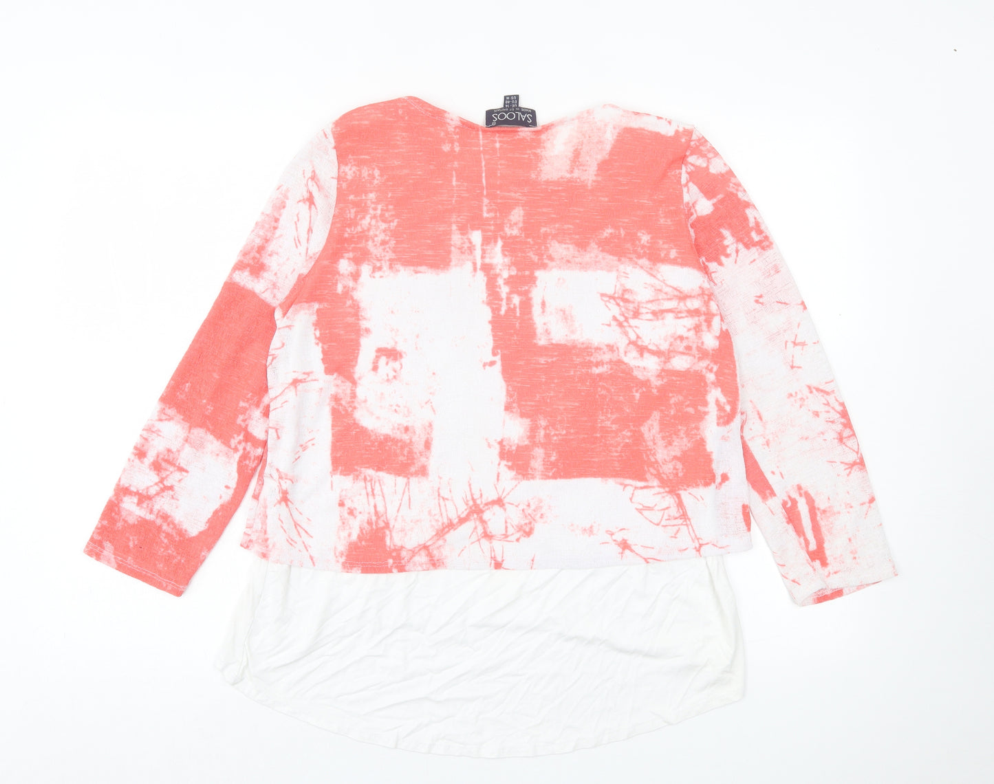 Saloos Womens Red Crew Neck Geometric Polyester Pullover Jumper Size 10