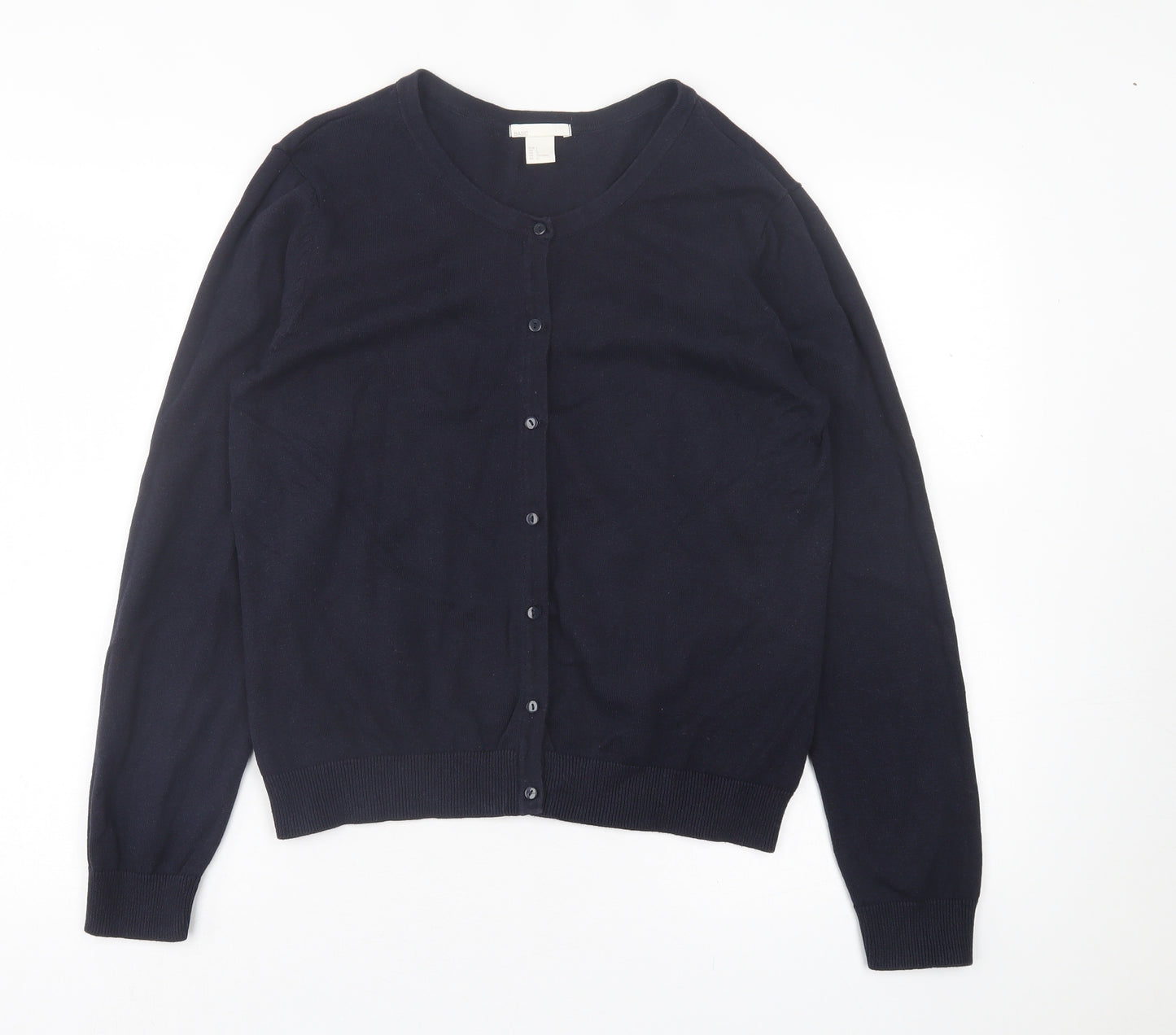H&M Womens Blue Crew Neck  Cotton Cardigan Jumper Size L