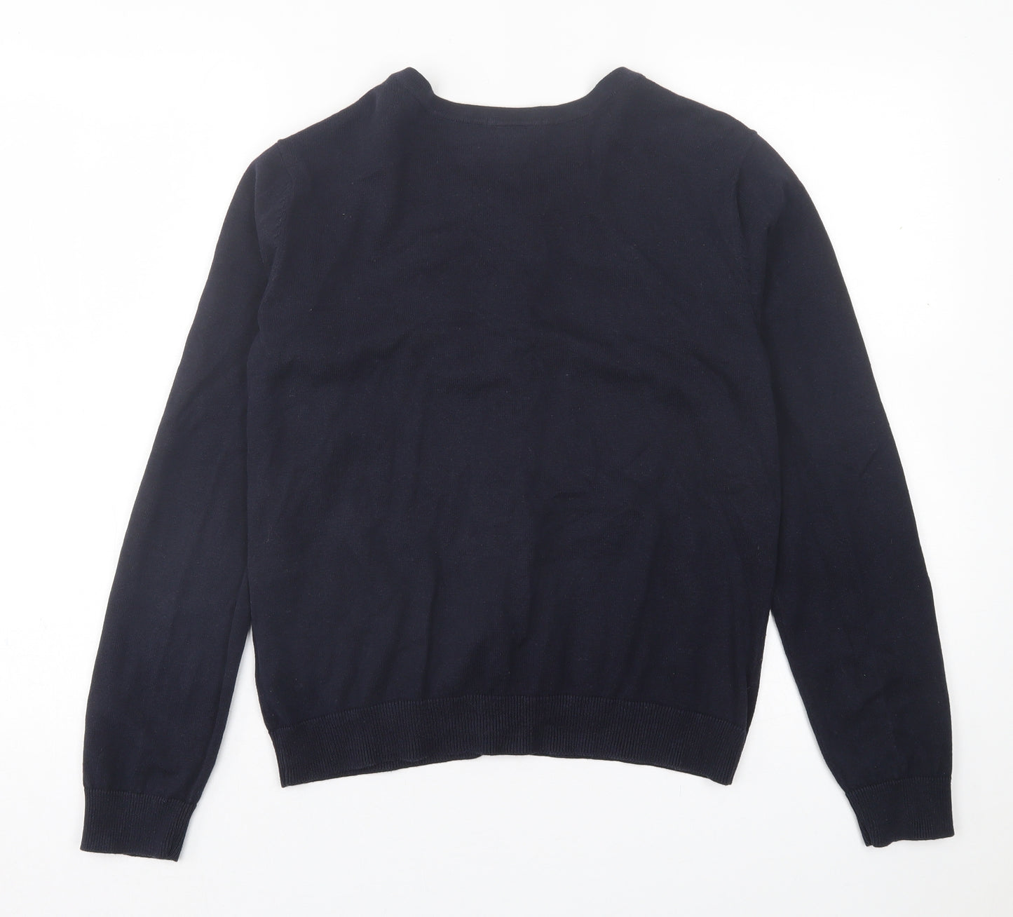 H&M Womens Blue Crew Neck  Cotton Cardigan Jumper Size L