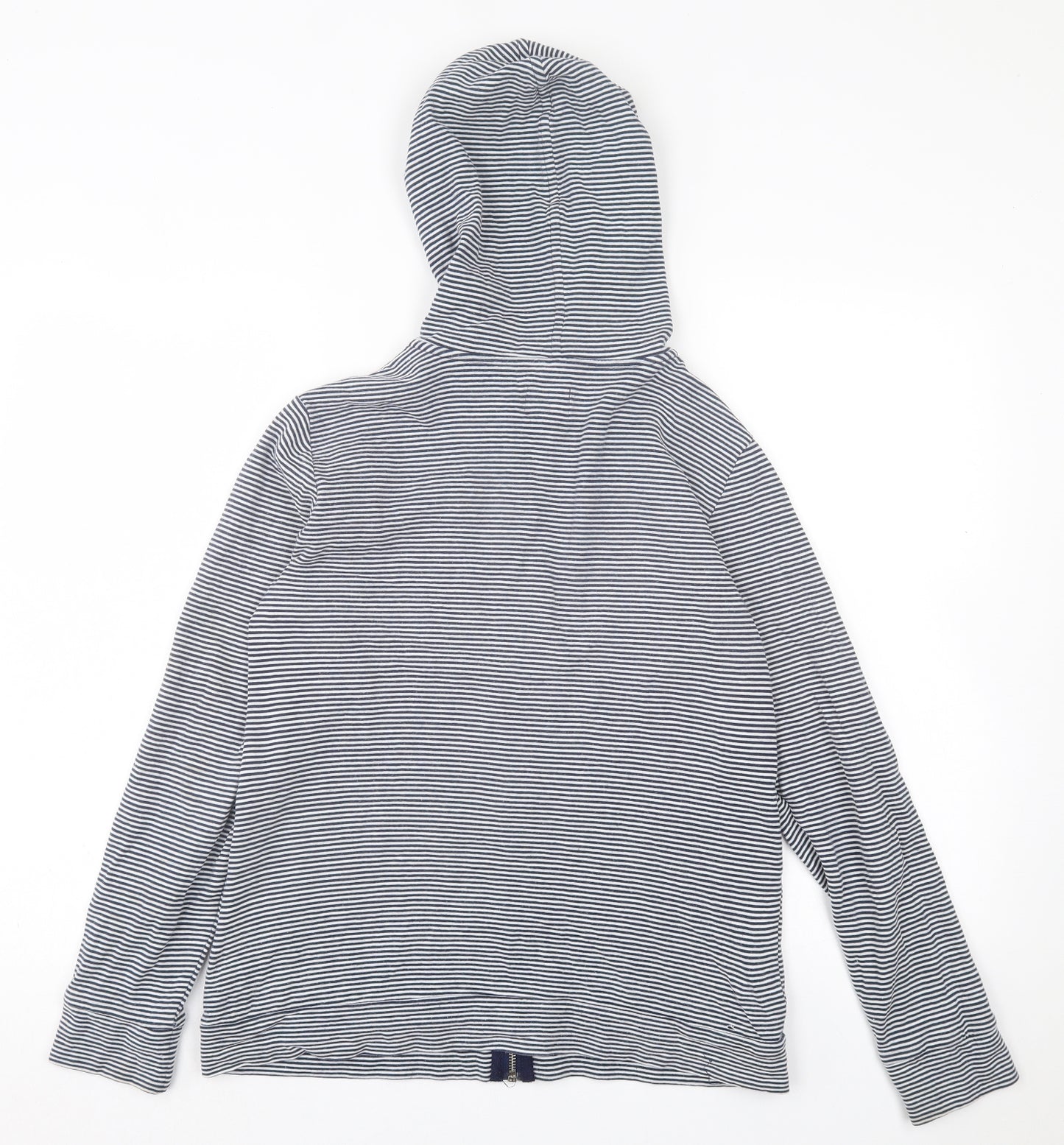 Joules Womens White Striped Cotton Full Zip Hoodie Size 12  Zip