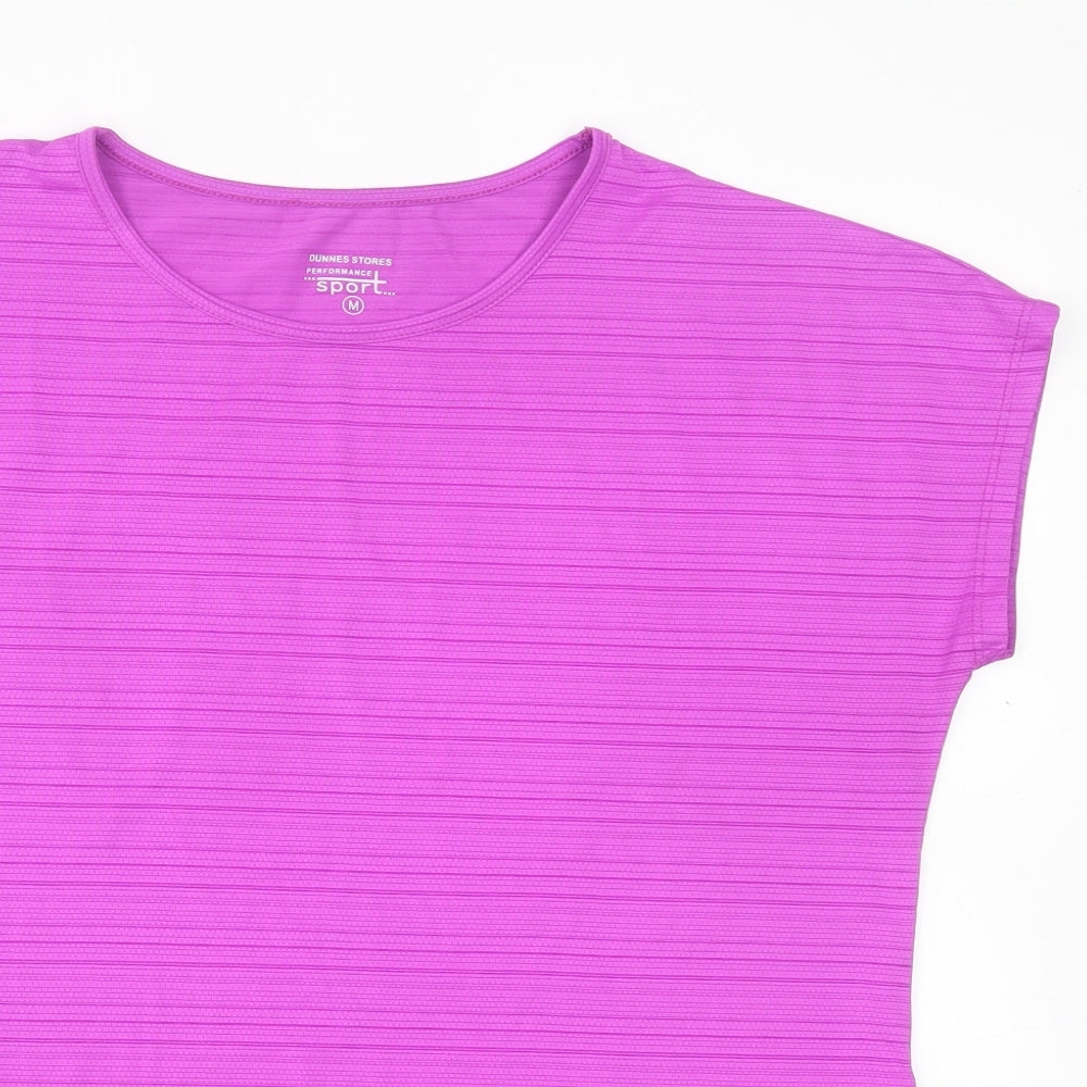 Dunnes Stores Womens Purple  Polyester Basic T-Shirt Size M Crew Neck Pullover