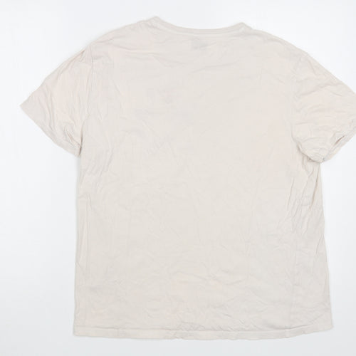 TJX Womens Beige  Cotton Basic T-Shirt Size M Crew Neck - Comic Relief