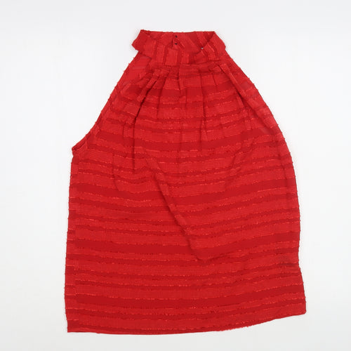 SheIn Womens Red Striped Polyester Basic Blouse Size S Halter