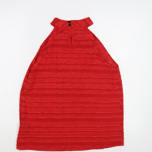 SheIn Womens Red Striped Polyester Basic Blouse Size S Halter