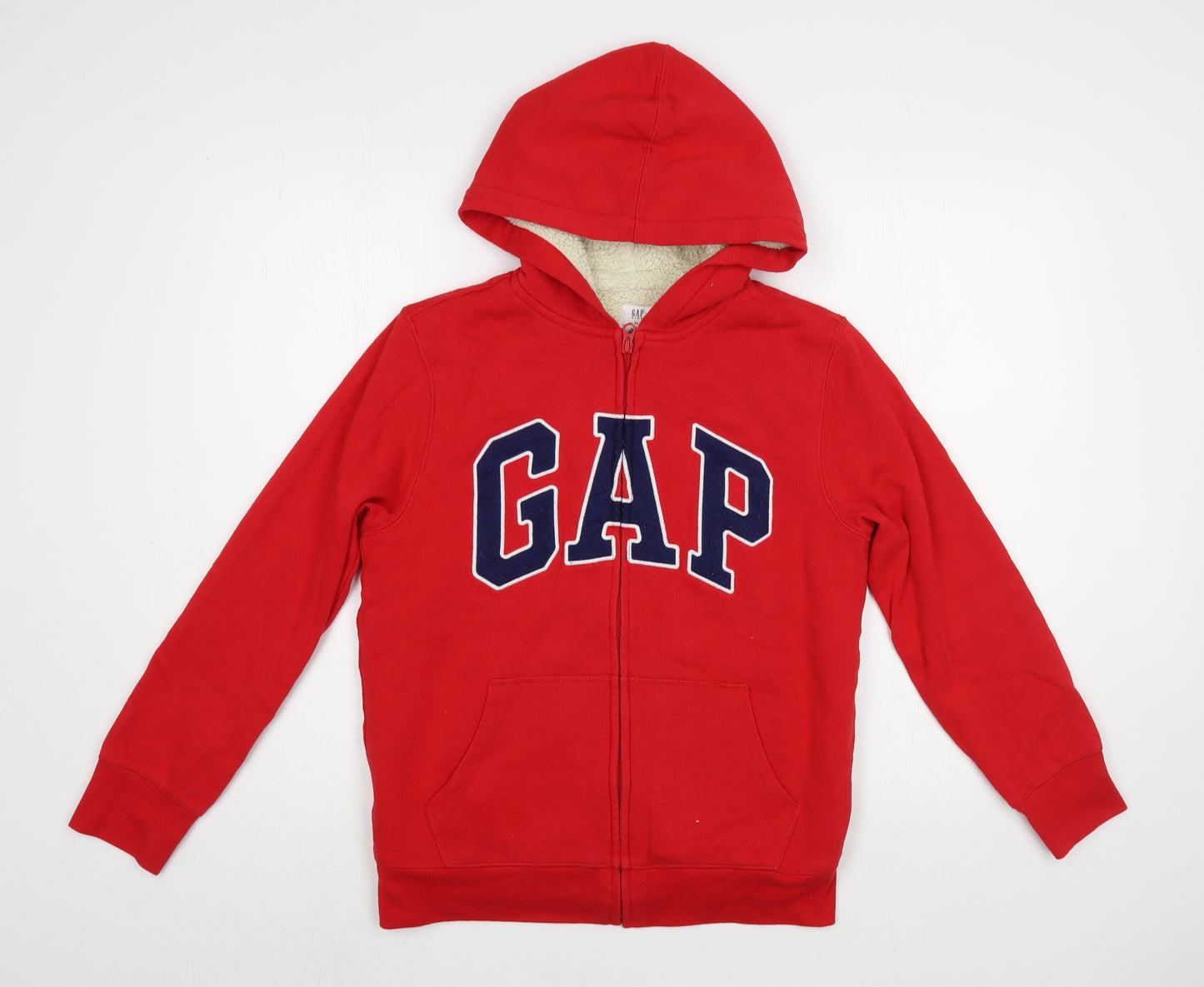 Gap Boys Red  Cotton Full Zip Hoodie Size 12-13 Years  Zip - Fluffy Lining