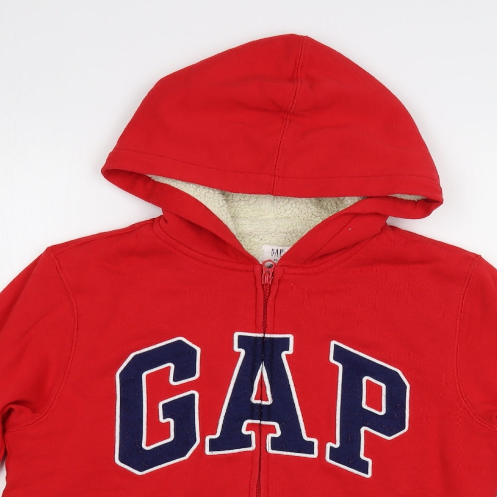 Gap Boys Red  Cotton Full Zip Hoodie Size 12-13 Years  Zip - Fluffy Lining