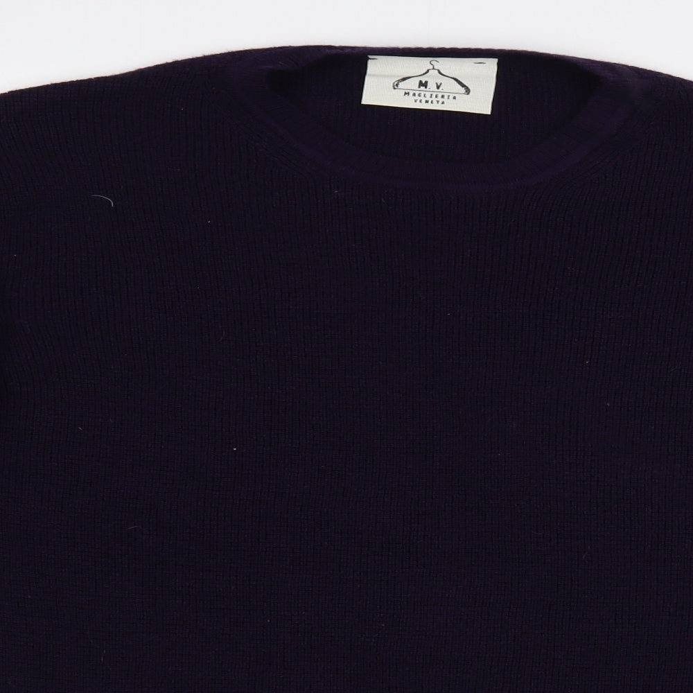 Maglieria Veneta Mens Purple Crew Neck  Wool Pullover Jumper Size L