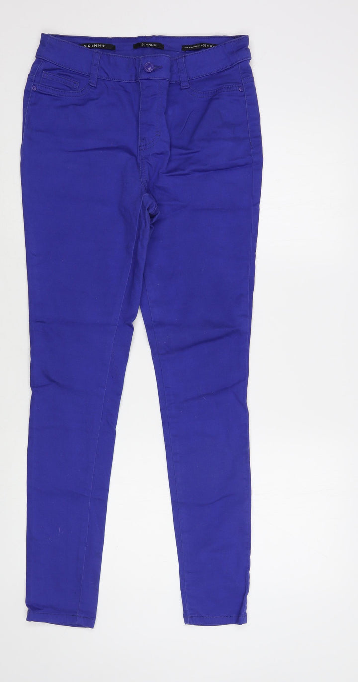 Blanco Womens Blue Cotton Skinny Jeans Size 10 L30 in Regular Button