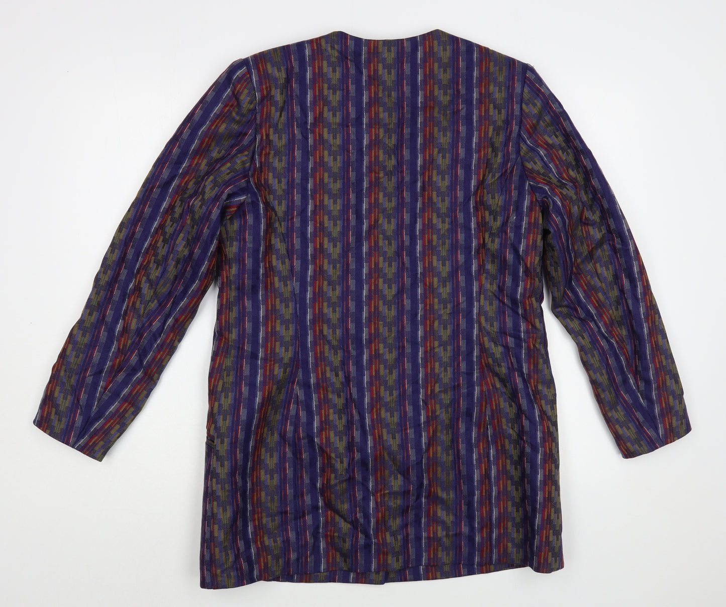 Ankaret Cresswell Womens Blue Geometric  Jacket Blazer Size 10  Button