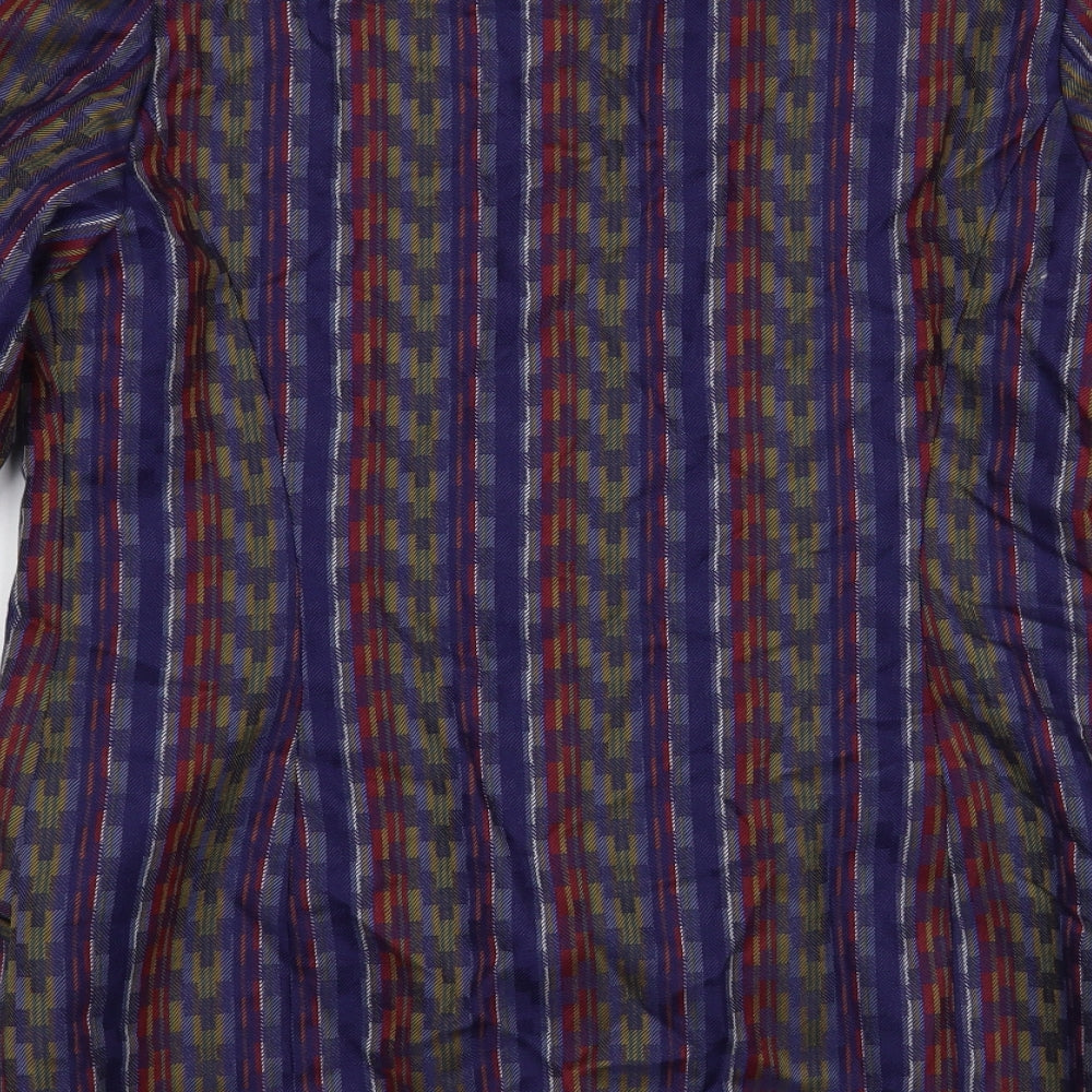 Ankaret Cresswell Womens Blue Geometric  Jacket Blazer Size 10  Button