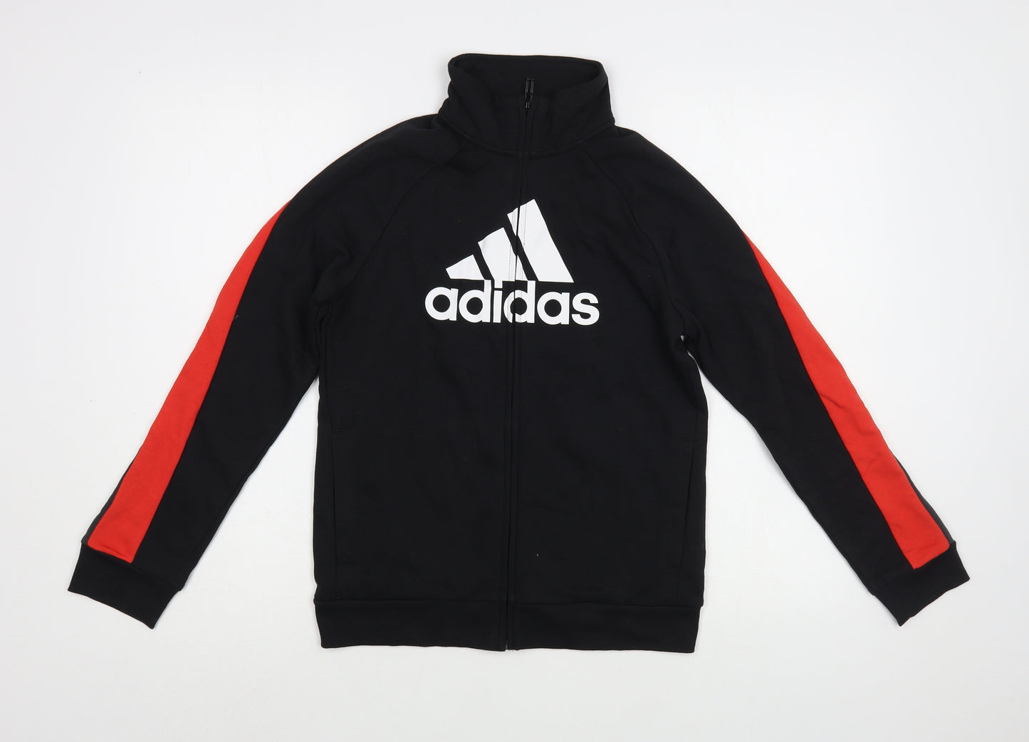 adidas Boys Black  Cotton Full Zip Sweatshirt Size 11-12 Years  Zip