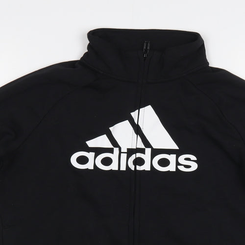 adidas Boys Black  Cotton Full Zip Sweatshirt Size 11-12 Years  Zip