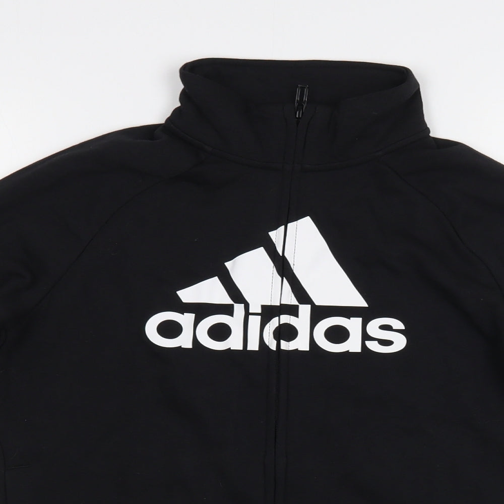 adidas Boys Black  Cotton Full Zip Sweatshirt Size 11-12 Years  Zip