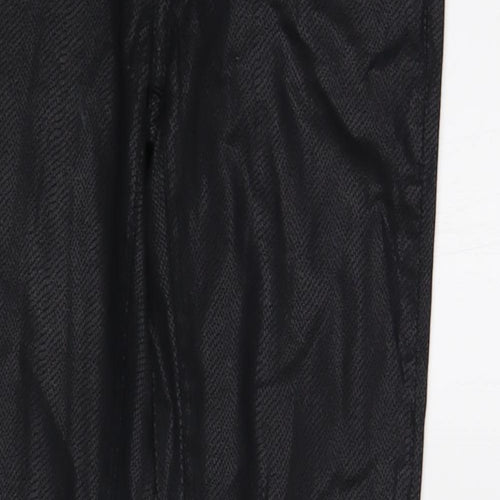 Geisha  Womens Black Animal Print Cotton Skinny Jeans Size S L32 in Regular Button - Coated