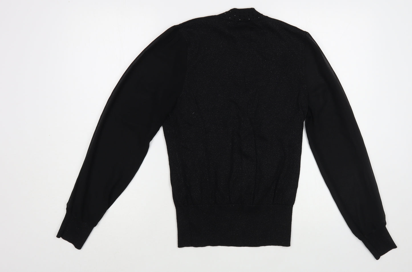 Oasis Womens Black  Cotton Basic Blouse Size M Mock Neck - Embelished Neckline
