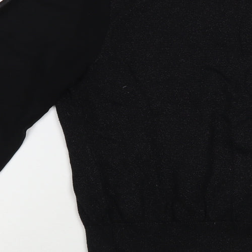 Oasis Womens Black  Cotton Basic Blouse Size M Mock Neck - Embelished Neckline