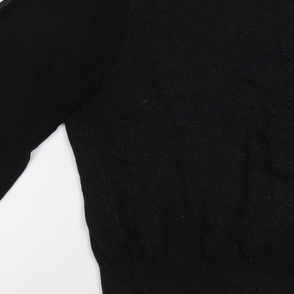 Oasis Womens Black  Cotton Basic Blouse Size M Mock Neck - Embelished Neckline