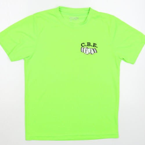 Awdis Mens Green  Polyester  T-Shirt Size S Crew Neck