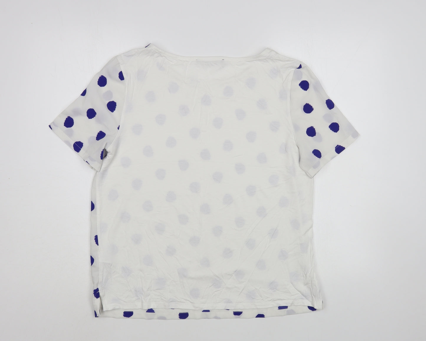 Marks and Spencer Womens White Animal Print Polyester Basic Blouse Size 12 Boat Neck