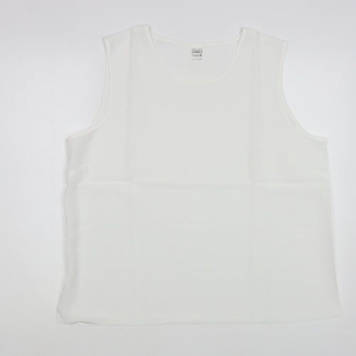 Preworn Womens White  Polyester Basic Tank Size 18 Scoop Neck