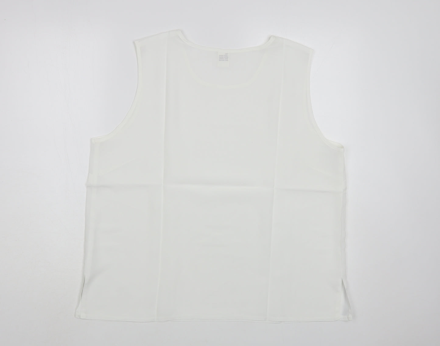 Preworn Womens White  Polyester Basic Tank Size 18 Scoop Neck