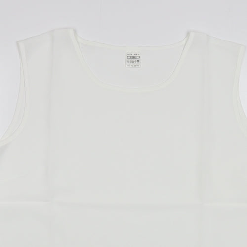 Preworn Womens White  Polyester Basic Tank Size 18 Scoop Neck