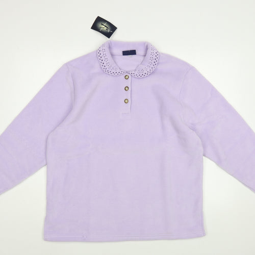 Fashion Extra Womens Purple  Polyester Pullover Sweatshirt Size 18  Button