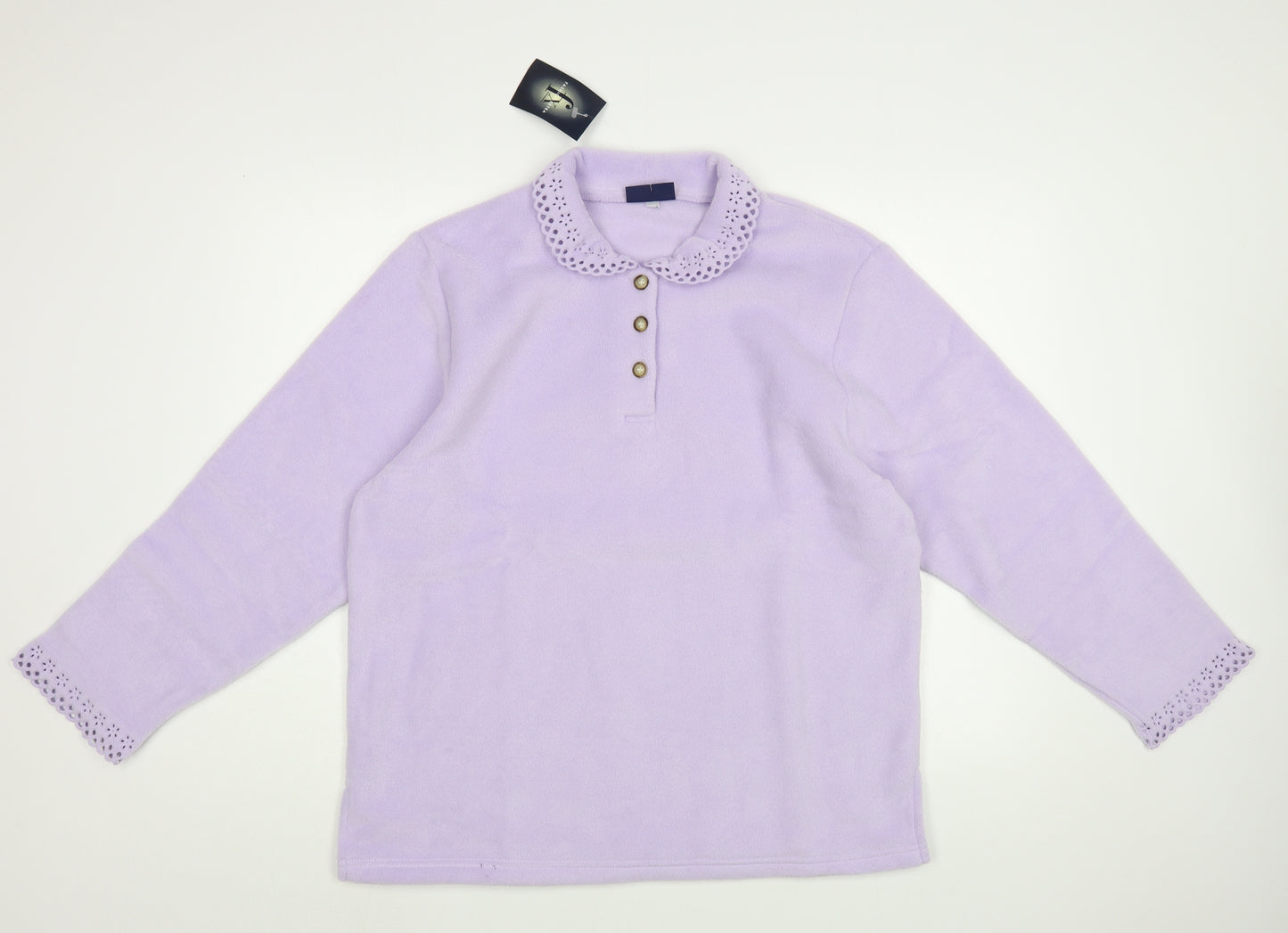 Fashion Extra Womens Purple  Polyester Pullover Sweatshirt Size 18  Button