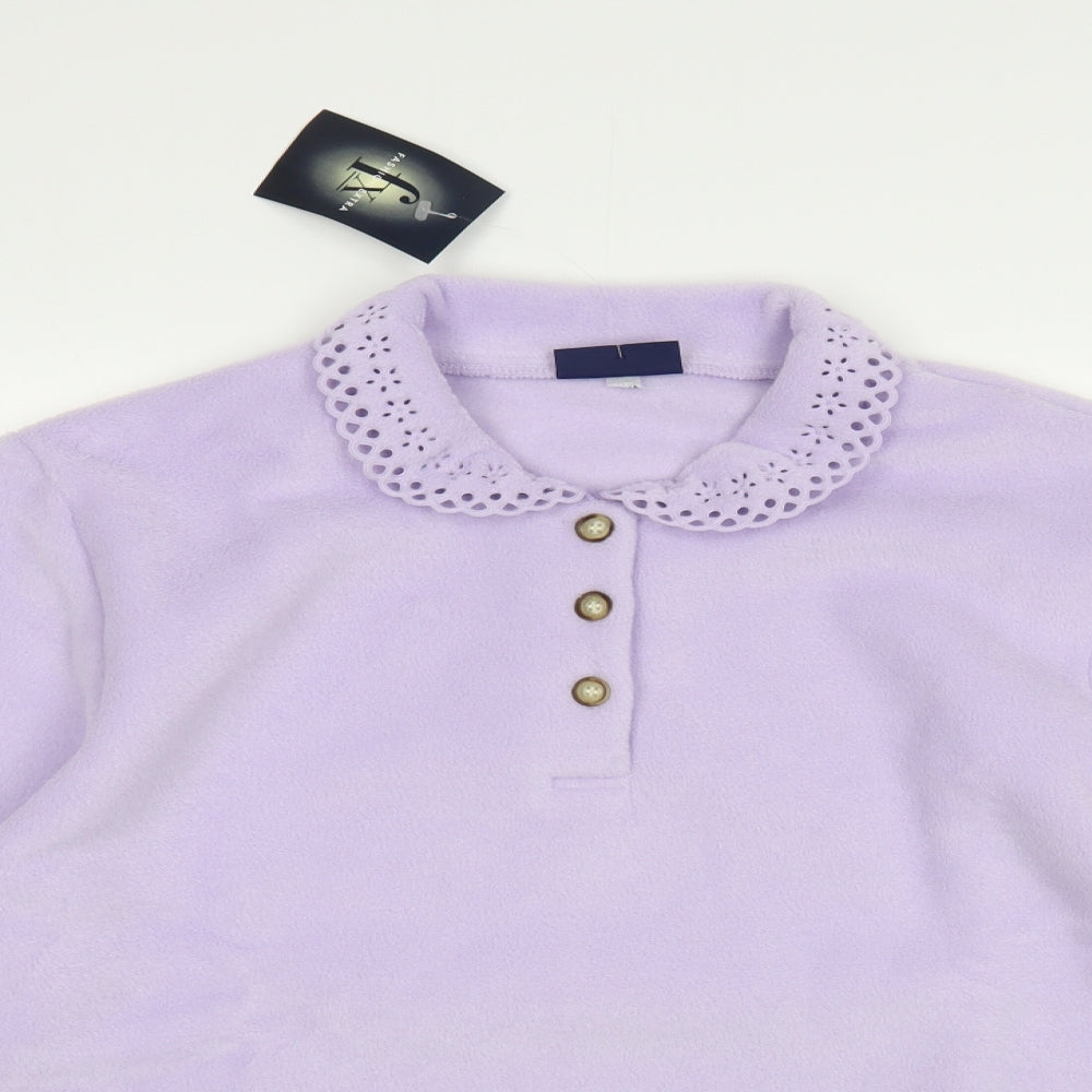Fashion Extra Womens Purple  Polyester Pullover Sweatshirt Size 18  Button