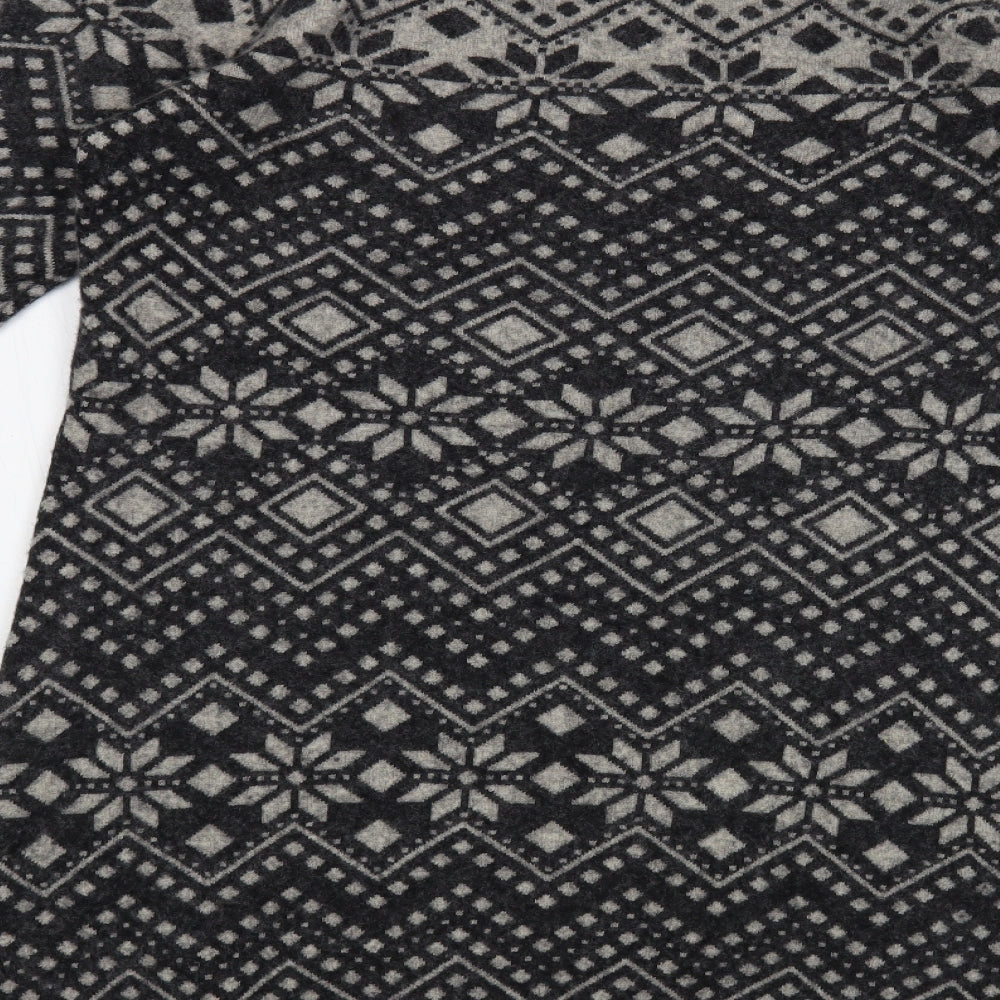 Laura Ashley Womens Grey Boat Neck Fair Isle Wool Tunic Jumper Size 14
