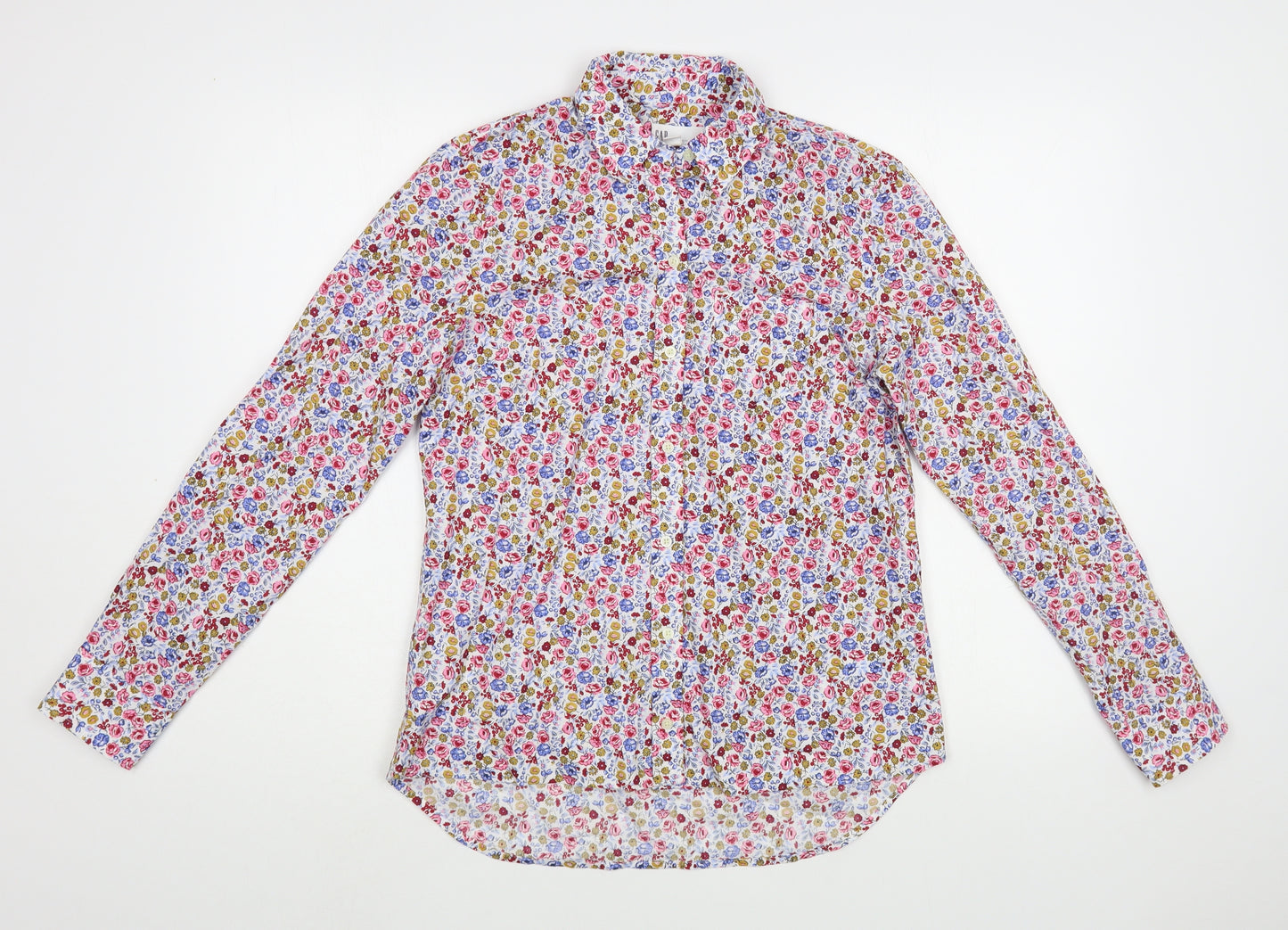 Gap Womens Multicoloured Floral Cotton Basic Button-Up Size XS Collared
