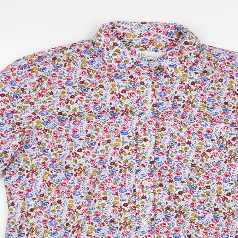 Gap Womens Multicoloured Floral Cotton Basic Button-Up Size XS Collared