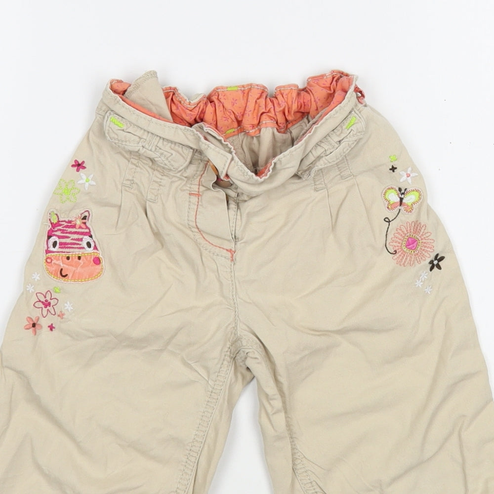 George Girls Beige  Cotton Capri Trousers Size 3-4 Years  Regular Button