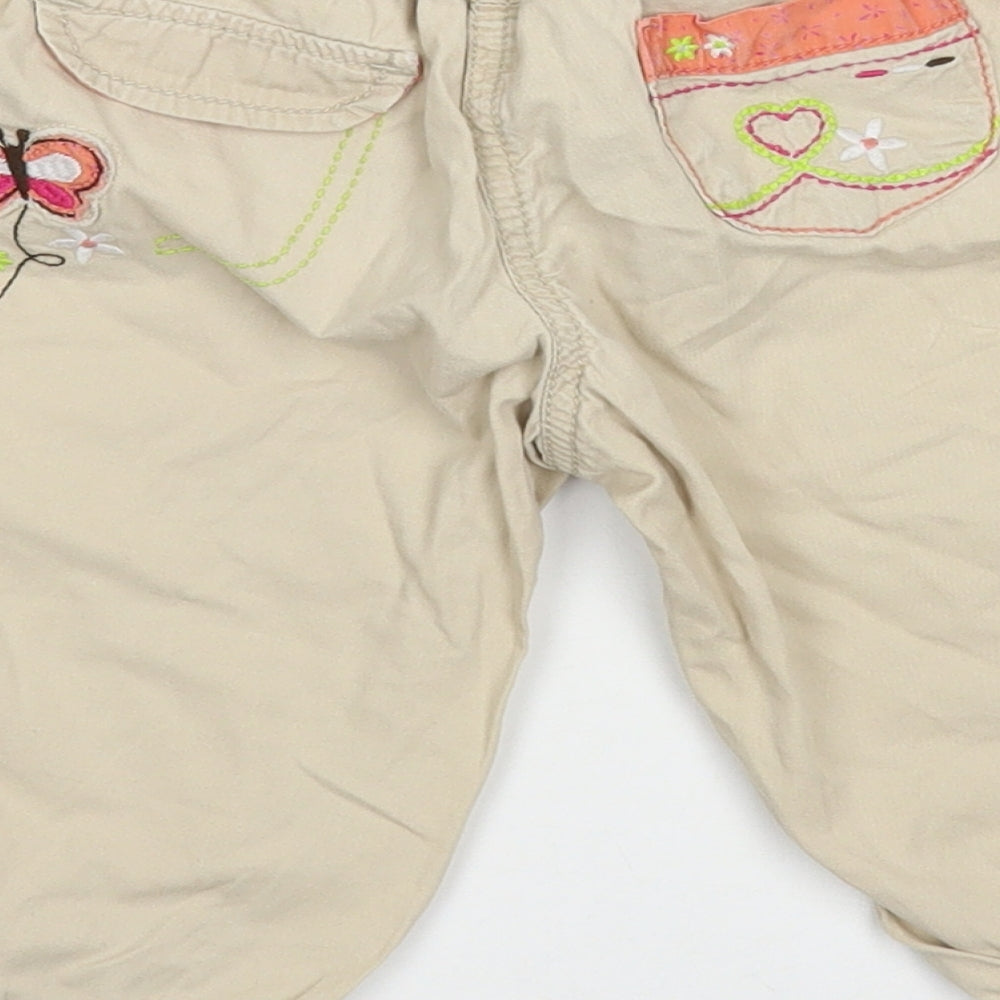George Girls Beige  Cotton Capri Trousers Size 3-4 Years  Regular Button