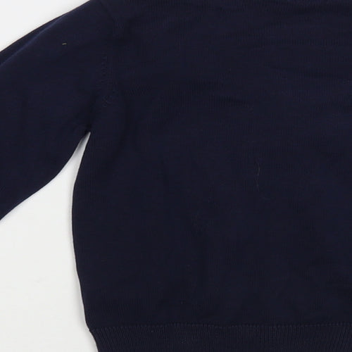 Marks and Spencer Girls Blue V-Neck  Cotton Cardigan Jumper Size 4-5 Years  Button - Schoolwear