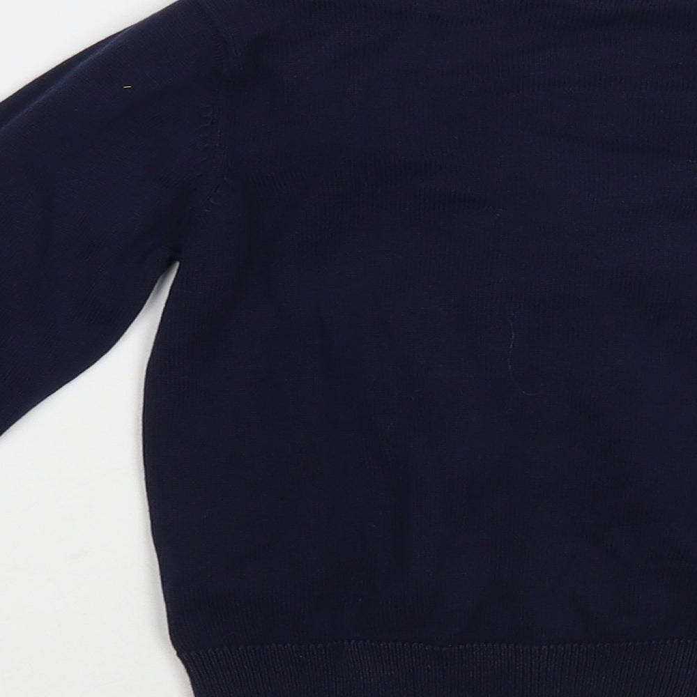 Marks and Spencer Girls Blue V-Neck  Cotton Cardigan Jumper Size 4-5 Years  Button - Schoolwear