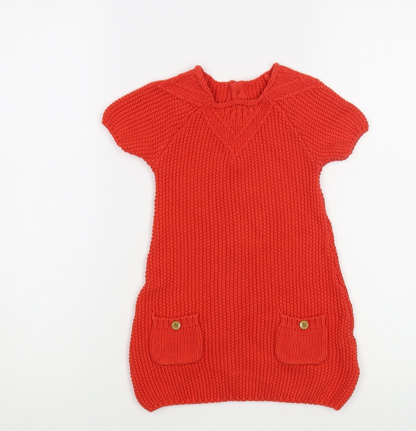 Dunnes Stores Baby Orange  Cotton Tunic Jumper Size 12-18 Months  Button