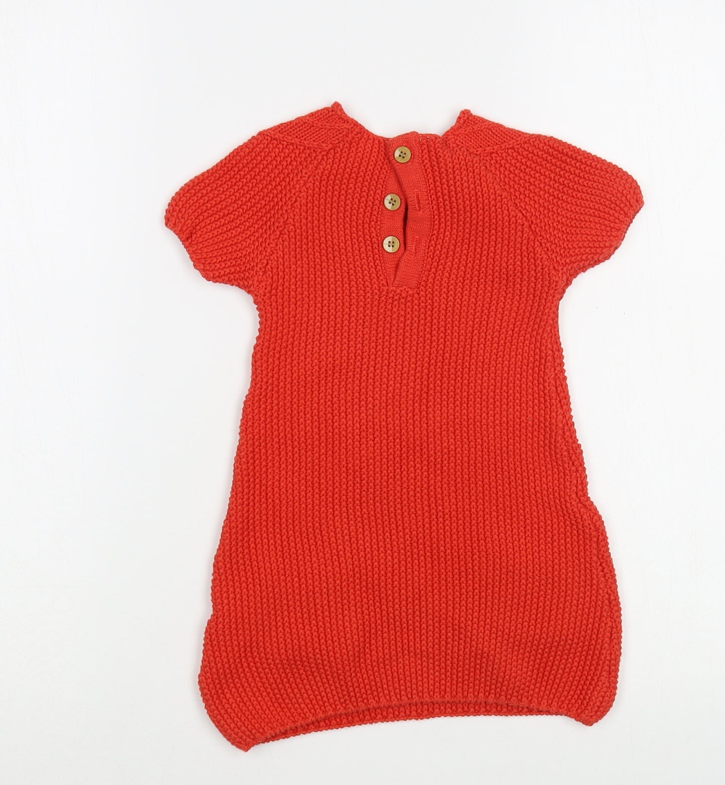 Dunnes Stores Baby Orange  Cotton Tunic Jumper Size 12-18 Months  Button