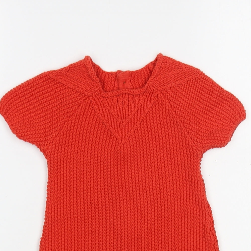 Dunnes Stores Baby Orange  Cotton Tunic Jumper Size 12-18 Months  Button
