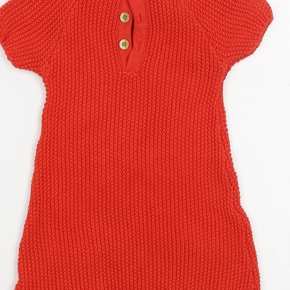 Dunnes Stores Baby Orange  Cotton Tunic Jumper Size 12-18 Months  Button